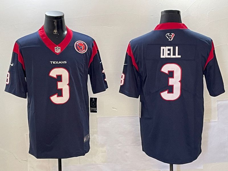 Men Houston Texans #3 Dell Blue Second generation 2024 Nike Limited NFL Jersey style 01081